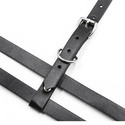 Martin Leg and Waist Bondage Harness showing black leather straps and buckle detail.