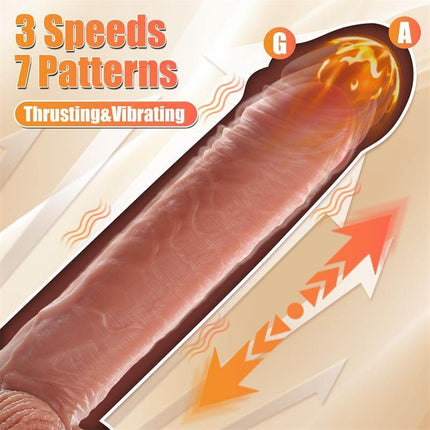 Marvin Dildo with Thrusting and Vibratiion 8.07 showcasing 3 speeds and 7 patterns for enhanced pleasure.