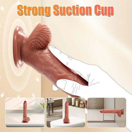 Marvin Dildo with Thrusting and Vibratiion 8.07 showcasing strong suction cup and versatile positioning features.