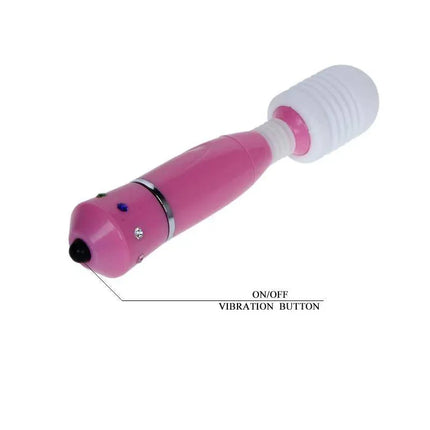 Masager and 3 Heads Pack Mini Rock - pink compact massager with interchangeable silicone head and vibration button.