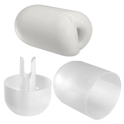 Components of Masha Masturbator Egg Double Texture Whit, showing sleek egg design and casing for discreet storage and intense stimulation.