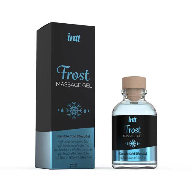 Massage Gel Cold Effect Frost 30 ml with packaging, displaying refreshing product designed for sensual massages, 30 ml.