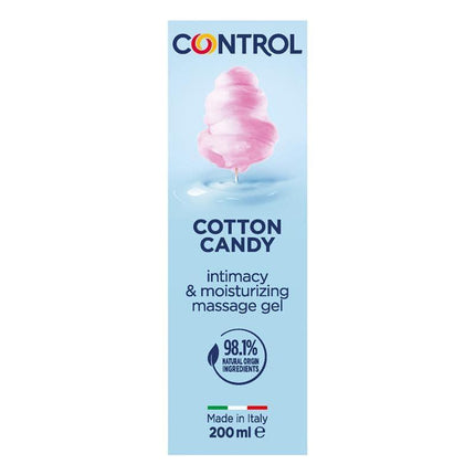 Massage Gel Cotton Candy 200 ml bottle with cotton candy scent, offering a hydrating and sensory experience, 200 ml size.