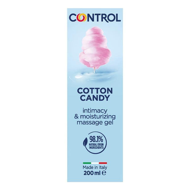 Massage Gel Cotton Candy 200 ml bottle with cotton candy scent, offering a hydrating and sensory experience, 200 ml size.
