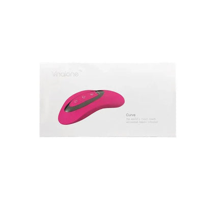 Massager Curve Fuchsia in packaging, compact design in vibrant pink, tailored for deep vibrations with premium silicone shell and intuitive controls.