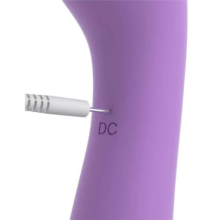 Close-up of Massager Silicone USB 19.6 cm charging port with USB cable inserted, highlighting the waterproof design and durability.