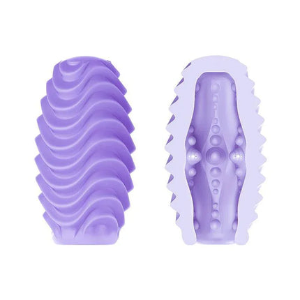 Masturbating Sleeve Romantic: Discreet purple masturbator with soft, textured interior for enhanced pleasure and flexible design.