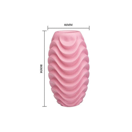 Masturbation Sleeve Passionate in soft pink with textured surface; pleasure accessory for solo enjoyment, size dimensions shown.