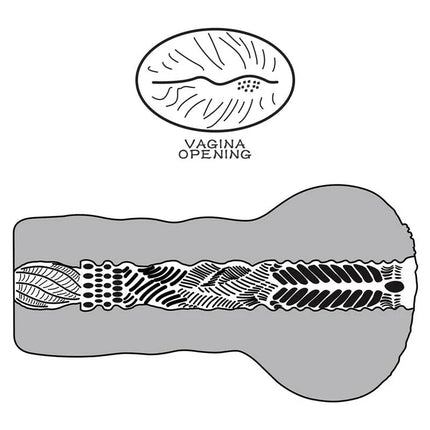 Masturbator Aliens Pie 1 cutaway view showing textured tunnel design for enhanced realism and stimulation.
