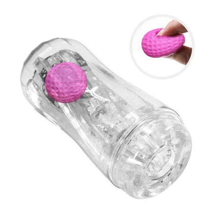 Masturbator Cup with Magic Ball featuring textured tunnels for enhanced solo play experience, beginner-friendly design.
