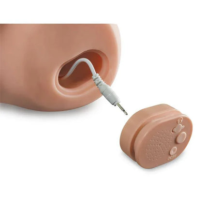 Masturbator Double Entry Dirty Talk Interactive with speaker jack and control interface, offering immersive pleasure and vibrations.