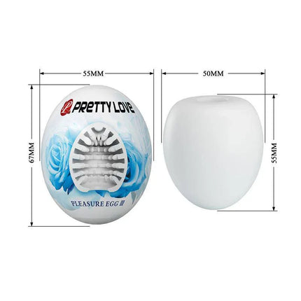 Masturbator Egg III White: Flexible Solo Pleasure with packaging and dimensions