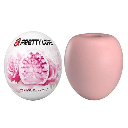 Masturbator Egg Pleasure Egg I Pink with rose design and removable insert for solo satisfaction.
