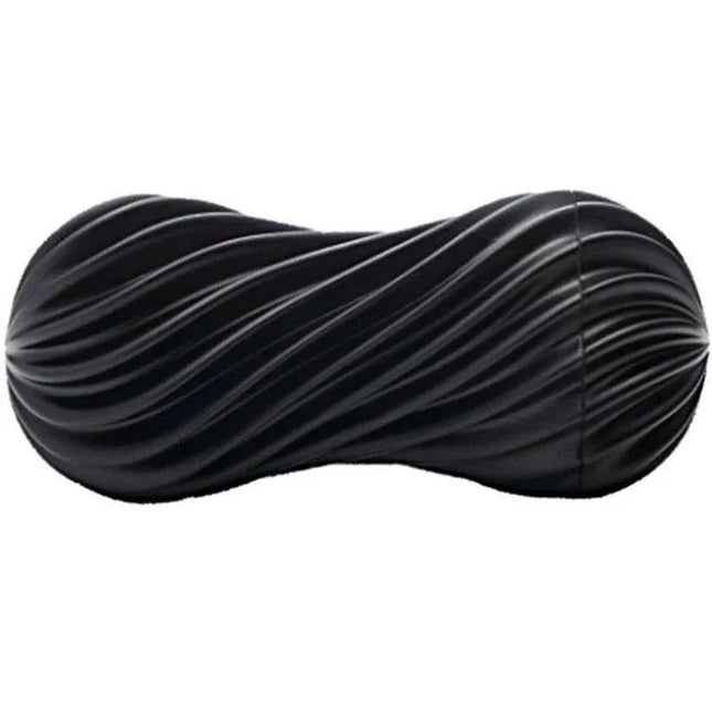 Masturbator Flex Black with spiral textured design for enhanced grip and stimulation, compact size 17 cm, modern black finish