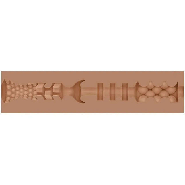 Cross-section of Masturbator Janice Griffith Eden Pussy sleeve showing textured interior design.