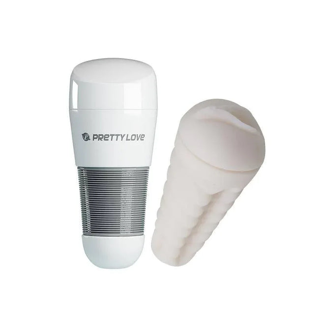 Masturbator Kitty White Vagina with realistic silicone tunnel and hard plastic shell, offering lifelike sensations and discreet design.