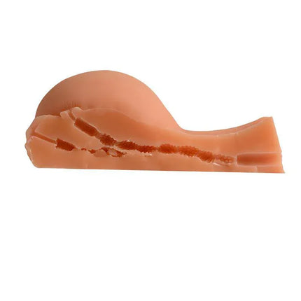 Masturbator Mature Kelly adult toy with a curvy design and smooth feel, featuring a flat base for hands-free use and multiple entry options.