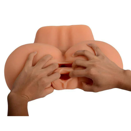 Hands holding Masturbator Mature Kelly with curvy design and soft finish for versatile pleasure