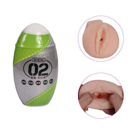 Masturbator Rainbow Green with lifelike vagina-shaped sleeve and textured design for enhanced stimulation.