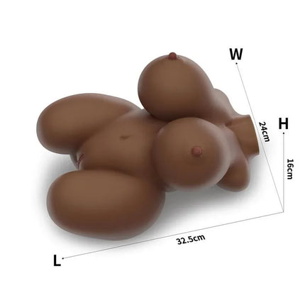 Masturbator Streetgirls 6 with lifelike design and dual insertions, dimensions shown for compact ergonomics and versatile pleasure.