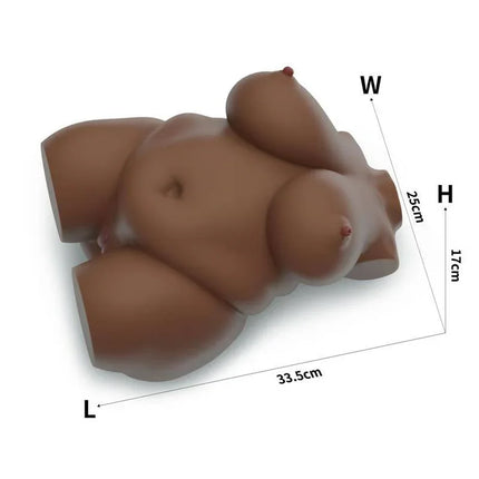 Masturbator Streetgirls 7 plus-size model with realistic design and dual insertion paths, showcasing dimensions for adult pleasure.