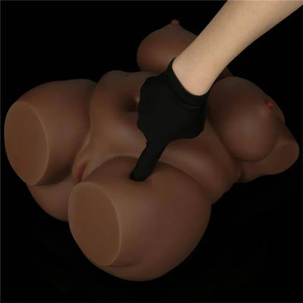 Masturbator Streetgirls 7 Plus Size adult toy with ergonomic design and dual insertion feature, shown with gloved hand for demonstration.