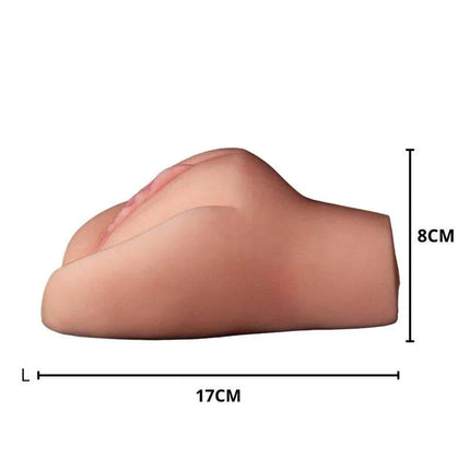 Masturbator Vagina with Vibration showing dimensions of 17cm length and 8cm height for lifelike stimulation and vibrating pleasure