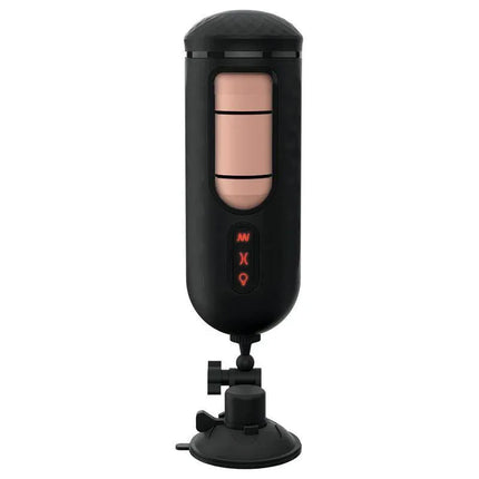 Masturbator with Vibration Mega Milker featuring realistic FantaFlesh sleeve and transparent front for visual stimulation.