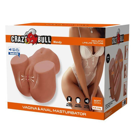 Masturbator with Vibration, Suction Efect and Voice 11 kg displayed in packaging featuring realistic design and lifelike texture.