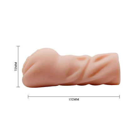 Mavis Vagina Masturbator Fresh Surface side view with dimensions showcasing realistic design.