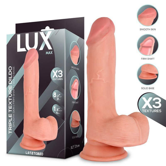 Max Triple Density Dildo with Balls 8.2 featuring realistic detailing and triple density construction.