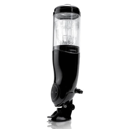Mega-Bator Ass advanced hands-free USB-rechargeable stroker with sleek black design.