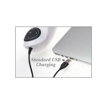 Mega-Bator Ass connected to laptop via USB, showcasing easy charging.