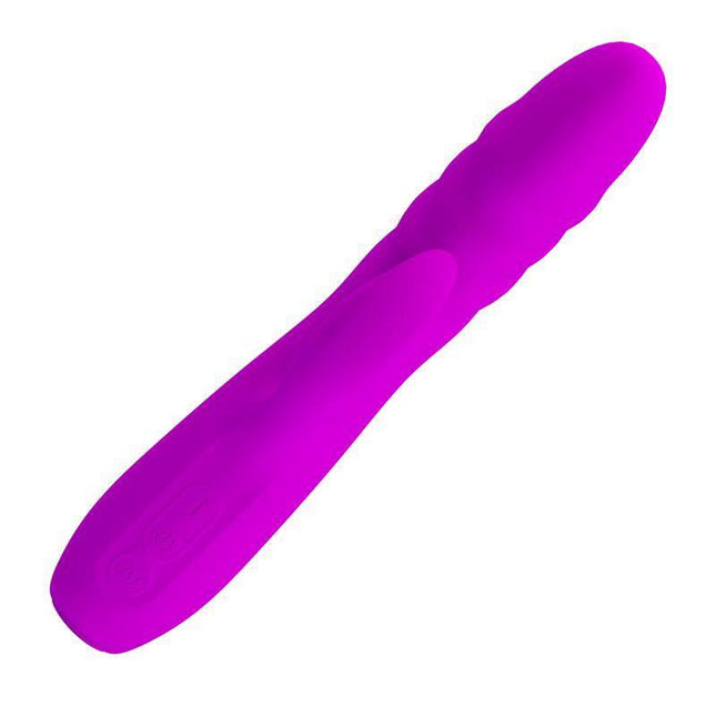 Purple Melanie Vibe Thrusting Rabbit Vibrator with Rotation for dual stimulation and pleasure.