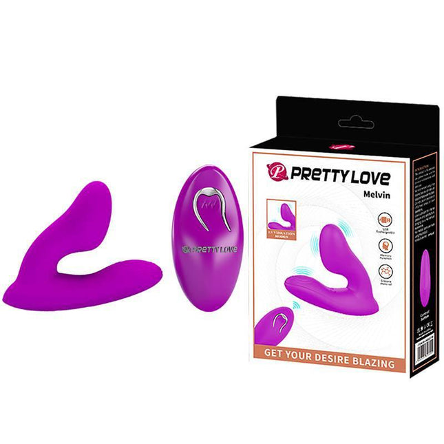 Melvin Vibrating But Plug with Remote and packaging in purple color