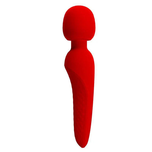 Meredith Massager Wand Red - Compact, cordless massage wand for muscle relief with premium silicone, high-torque motor, 5 speeds.