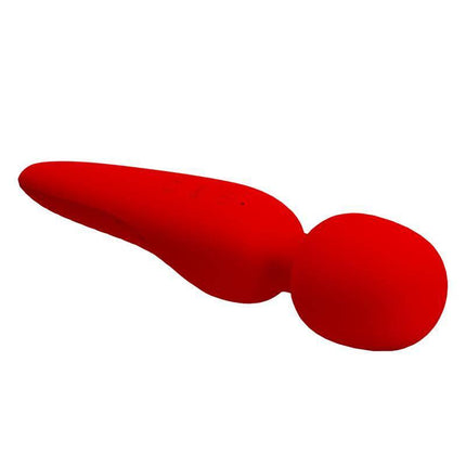 Meredith Massager Wand Red, cordless massage wand for targeted muscle relief, made from soft red silicone, ideal for home use.