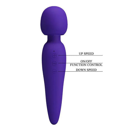 Meredith Massager Wand Violet with buttons for speed and control settings