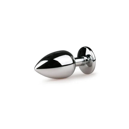 Metal Butt Plug No. 6 - Silver/Clear polished aluminium anal plug with tapered tip and slender neck for comfort and temperature responsiveness.