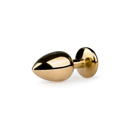 Metal Butt Plug No.1 - Gold with crystal base and smooth aluminium finish