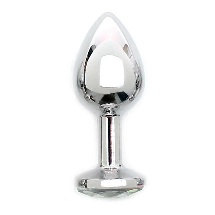 Metal Butt Plug Sofia Clear Jewel with durable zinc alloy and clear jewel, 140 grams, designed for luxury anal play.