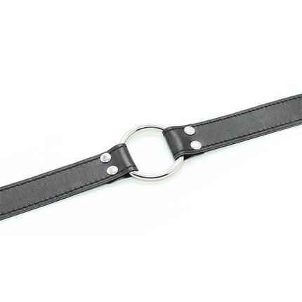 Metal O-Ring Gag Ring: 5 cm with sturdy black strap from the Latetobed BDSM Line for intense play.