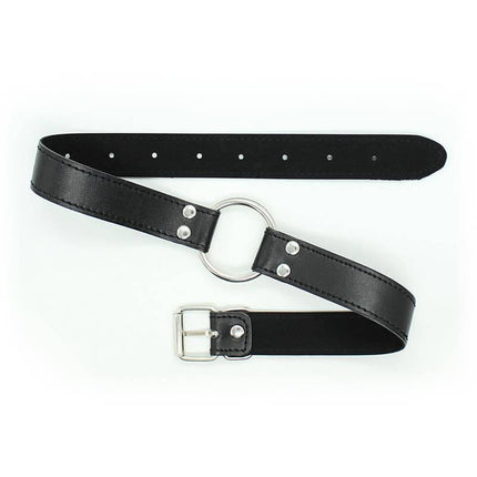 Metal O-Ring Gag Ring: 5 cm with black strap and buckle for BDSM play by Latetobed