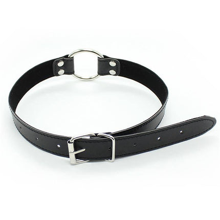 Metal O-Ring Gag Ring: 5 cm with black adjustable strap from Latetobed BDSM Line, designed for intense, controlled play.