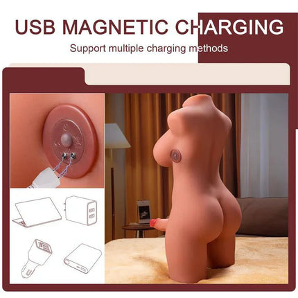 Miah Lady Boy Thrusting and Vibrating Torso9.8 kg with USB magnetic charging feature on display