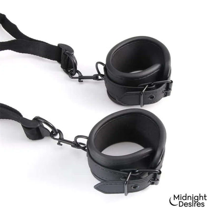 Restraint Set with Neck Pillow featuring durable vegan leather cuffs by Midnight Desires displayed on a white background.
