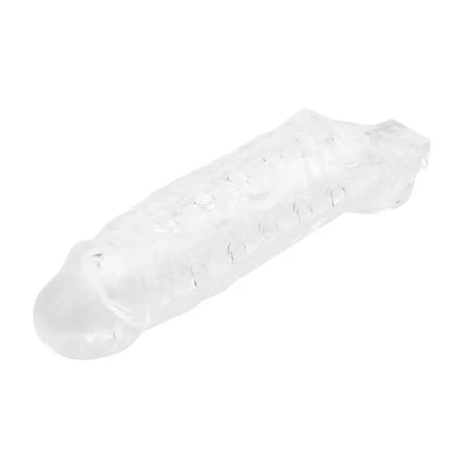 Mighty Sleeve With Ball Loop Clear - Transparent TPE penis sleeve with ball-loop for enhanced sensations, phthalate-free, 22 cm.