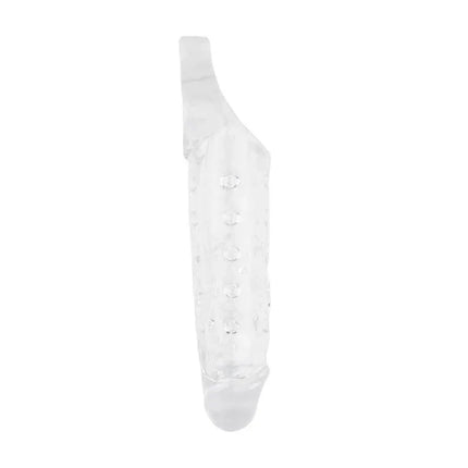 Mighty Sleeve With Ball Loop Clear, transparent TPE penis sleeve for enhanced sensations and stability, 22 cm long