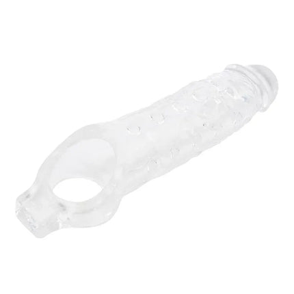 Mighty Sleeve With Ball Loop Clear, premium penis sleeve, transparent TPE material, comfortable fit, ball-loop fastening, 22 cm length