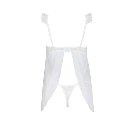 Milagros Chemise and Thong White lingerie set with adjustable straps and back closure, offering comfort and sensuality